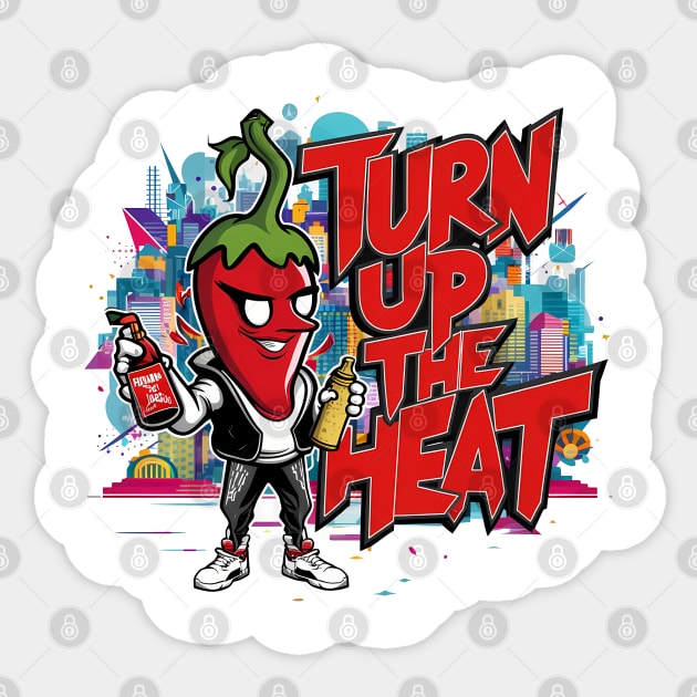 Turn Up The Heat, Hot Sauce Graffiti Design Sticker by RazorDesign234